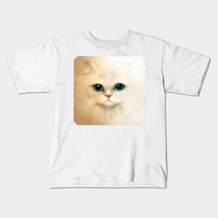 White Persian cat acrylic/digital painting Kids T-Shirt